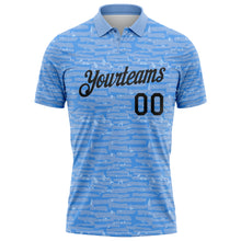 Laden Sie das Bild in den Galerie-Viewer, Custom Light Blue-Black Distressed Fragment Brush Stroke Performance Polo Shirt
