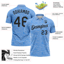 Laden Sie das Bild in den Galerie-Viewer, Custom Light Blue-Black Distressed Fragment Brush Stroke Performance Polo Shirt
