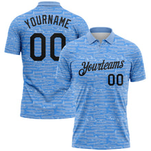 Laden Sie das Bild in den Galerie-Viewer, Custom Light Blue-Black Distressed Fragment Brush Stroke Performance Polo Shirt
