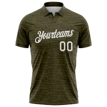 Laden Sie das Bild in den Galerie-Viewer, Custom Olive-White Distressed Fragment Brush Stroke Performance Polo Shirt
