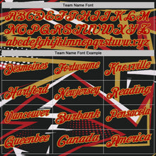 Загрузить изображение в средство просмотра галереи, Custom Black Red-Old Gold Dynamic Geometric Shard Performance Polo Shirt
