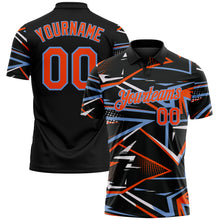 Загрузить изображение в средство просмотра галереи, Custom Black Orange-Powder Blue Dynamic Geometric Shard Performance Polo Shirt
