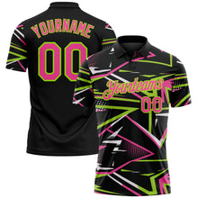 Load image into Gallery viewer, Custom Black Pink-Neon Green Dynamic Geometric Shard Performance Polo Shirt
