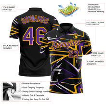 Load image into Gallery viewer, Custom Black Purple-Gold Dynamic Geometric Shard Performance Polo Shirt
