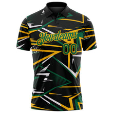 Charger l'image dans la galerie, Custom Black Kelly Green-Gold Dynamic Geometric Shard Performance Polo Shirt

