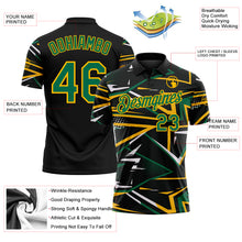 Charger l'image dans la galerie, Custom Black Kelly Green-Gold Dynamic Geometric Shard Performance Polo Shirt
