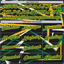 Charger l'image dans la galerie, Custom Black Kelly Green-Gold Dynamic Geometric Shard Performance Polo Shirt
