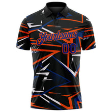 Laden Sie das Bild in den Galerie-Viewer, Custom Black Royal-Orange Dynamic Geometric Shard Performance Polo Shirt
