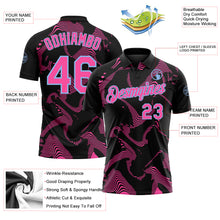 Load image into Gallery viewer, Custom Black Pink-Light Blue 3D Pattern Abstract Fluid Swirl Line Performance Polo Shirt
