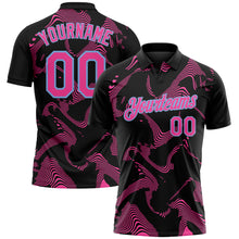 Load image into Gallery viewer, Custom Black Pink-Light Blue 3D Pattern Abstract Fluid Swirl Line Performance Polo Shirt

