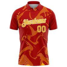 Charger l'image dans la galerie, Custom Red Gold-White 3D Pattern Abstract Fluid Swirl Line Performance Polo Shirt
