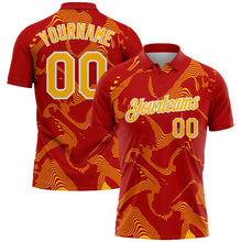 Charger l'image dans la galerie, Custom Red Gold-White 3D Pattern Abstract Fluid Swirl Line Performance Polo Shirt
