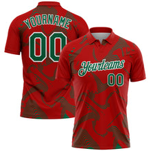 Загрузить изображение в средство просмотра галереи, Custom Red Kelly Green-White 3D Pattern Abstract Fluid Swirl Line Performance Polo Shirt
