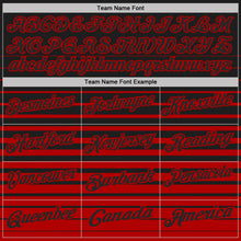 Laden Sie das Bild in den Galerie-Viewer, Custom Black-Red Horizontal Gradient Stripe Performance Polo Shirt
