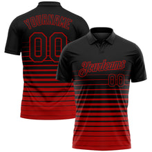 Laden Sie das Bild in den Galerie-Viewer, Custom Black-Red Horizontal Gradient Stripe Performance Polo Shirt
