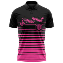 Load image into Gallery viewer, Custom Black-Pink Horizontal Gradient Stripe Performance Polo Shirt
