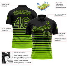 Load image into Gallery viewer, Custom Black-Neon Green Horizontal Gradient Stripe Performance Polo Shirt
