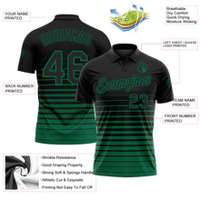 Load image into Gallery viewer, Custom Black-Kelly Green Horizontal Gradient Stripe Performance Polo Shirt
