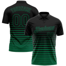 Load image into Gallery viewer, Custom Black-Kelly Green Horizontal Gradient Stripe Performance Polo Shirt
