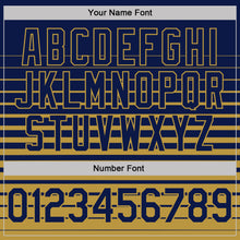 Load image into Gallery viewer, Custom Navy-Old Gold Horizontal Gradient Stripe Performance Polo Shirt
