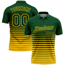 Charger l'image dans la galerie, Custom Green-Yellow Horizontal Gradient Stripe Performance Polo Shirt

