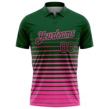 Load image into Gallery viewer, Custom Green-Pink Horizontal Gradient Stripe Performance Polo Shirt
