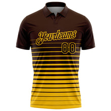 Load image into Gallery viewer, Custom Brown-Yellow Horizontal Gradient Stripe Performance Polo Shirt

