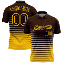 Load image into Gallery viewer, Custom Brown-Yellow Horizontal Gradient Stripe Performance Polo Shirt
