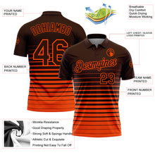 Charger l'image dans la galerie, Custom Brown-Orange Horizontal Gradient Stripe Performance Polo Shirt
