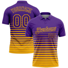 Load image into Gallery viewer, Custom Purple-Gold Horizontal Gradient Stripe Performance Polo Shirt

