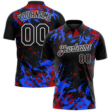 Load image into Gallery viewer, Custom Black Royal Red-White Dynamic Splatter Brush Stroke Performance Polo Shirt
