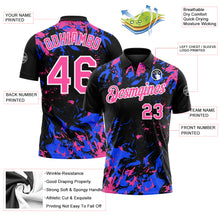 Charger l'image dans la galerie, Custom Black Pink Royal-White Dynamic Splatter Brush Stroke Performance Polo Shirt
