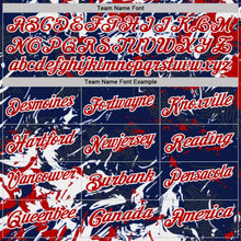 Laden Sie das Bild in den Galerie-Viewer, Custom Navy Red-White Dynamic Splatter Brush Stroke Performance Polo Shirt
