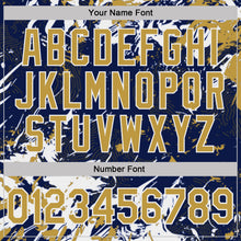 Laden Sie das Bild in den Galerie-Viewer, Custom Navy Old Gold-White Dynamic Splatter Brush Stroke Performance Polo Shirt
