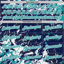 Laden Sie das Bild in den Galerie-Viewer, Custom Navy Teal-White Dynamic Splatter Brush Stroke Performance Polo Shirt
