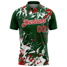 Charger l'image dans la galerie, Custom Green Red-White Dynamic Splatter Brush Stroke Performance Polo Shirt
