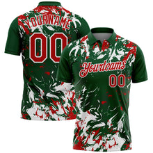 Charger l'image dans la galerie, Custom Green Red-White Dynamic Splatter Brush Stroke Performance Polo Shirt
