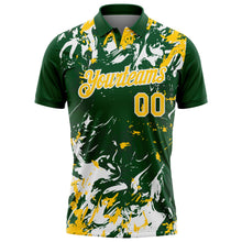 Charger l'image dans la galerie, Custom Green Yellow-White Dynamic Splatter Brush Stroke Performance Polo Shirt
