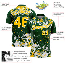Charger l'image dans la galerie, Custom Green Yellow-White Dynamic Splatter Brush Stroke Performance Polo Shirt
