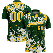 Charger l'image dans la galerie, Custom Green Yellow-White Dynamic Splatter Brush Stroke Performance Polo Shirt
