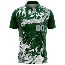 Charger l'image dans la galerie, Custom Green Gray-White Dynamic Splatter Brush Stroke Performance Polo Shirt
