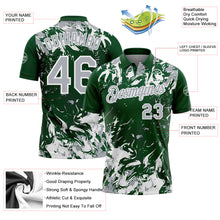 Charger l'image dans la galerie, Custom Green Gray-White Dynamic Splatter Brush Stroke Performance Polo Shirt
