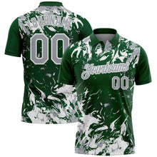 Charger l'image dans la galerie, Custom Green Gray-White Dynamic Splatter Brush Stroke Performance Polo Shirt
