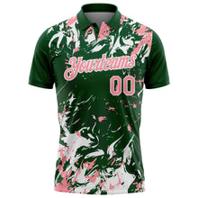 Charger l'image dans la galerie, Custom Green Medium Pink-White Dynamic Splatter Brush Stroke Performance Polo Shirt
