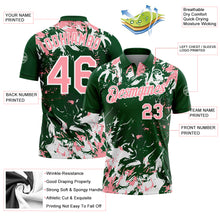 Charger l'image dans la galerie, Custom Green Medium Pink-White Dynamic Splatter Brush Stroke Performance Polo Shirt

