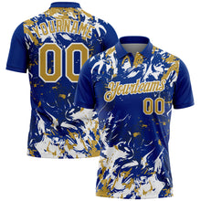 Charger l'image dans la galerie, Custom Royal Old Gold-White Dynamic Splatter Brush Stroke Performance Polo Shirt
