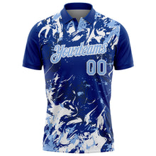 Загрузить изображение в средство просмотра галереи, Custom Royal Light Blue-White Dynamic Splatter Brush Stroke Performance Polo Shirt
