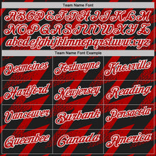 Laden Sie das Bild in den Galerie-Viewer, Custom Black Red-White Geometric Zigzag Shape Lightning Performance Polo Shirt
