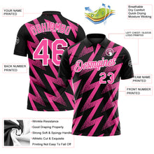 Загрузить изображение в средство просмотра галереи, Custom Black Pink-White Geometric Zigzag Shape Lightning Performance Polo Shirt

