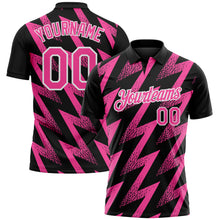 Загрузить изображение в средство просмотра галереи, Custom Black Pink-White Geometric Zigzag Shape Lightning Performance Polo Shirt
